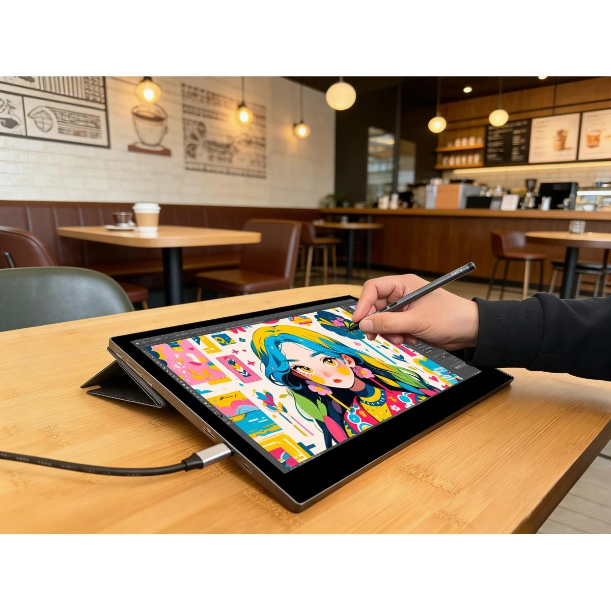 Bosto P160 15.6" Professional FHD Pen Display – 120% sRGB H-IPS Screen with Protective Leather Case